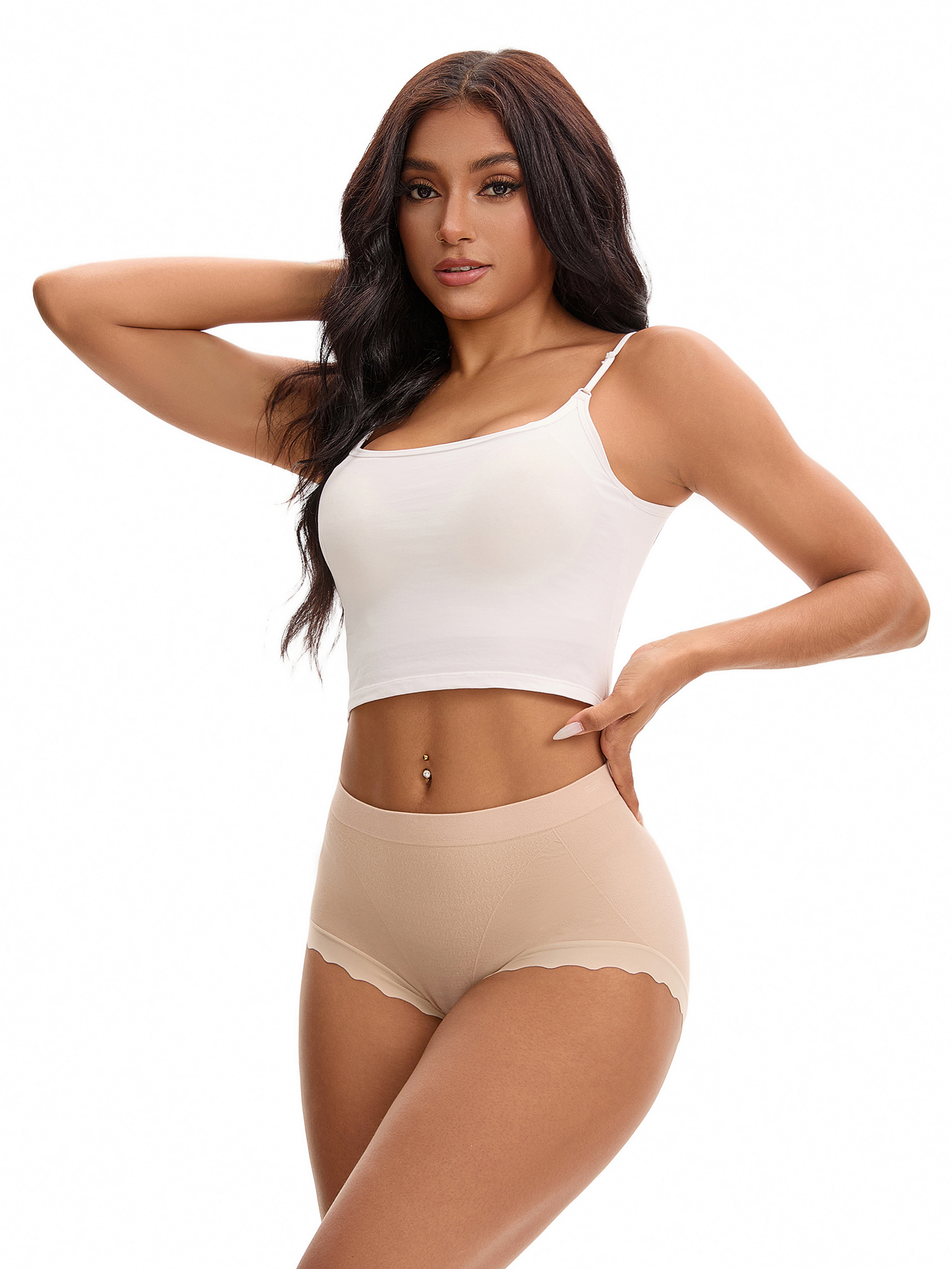 Unique Bargains High Waisted Tummy Control Briefs 2XL Light Beige