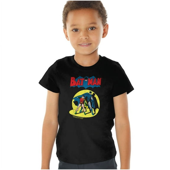 Batman Batman And Robin Spotlight Kids T Shirt (2) for Youth Toddler Boys and Girls, Black