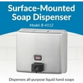 thumbnail image 2 of Liquid Soap Dispenser, Stainless Steel, 40 fl-oz Capacity, Vandal-Resistant Design with Refill Indicator Window, Top Fill Bathroom Accessory (Model B-4112), 2 of 10