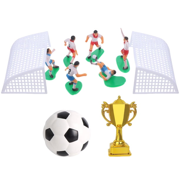 WORGEOUS 1 juego de decoración para tartas de fútbol, decoración de tartas con temática de fútbol, decoraciones de paisajes, figura de fútbol en miniatura
