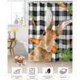 thumbnail image 4 of Easter Shower Curtain Bunny Rabbit Carrot Shower Curtains for Bathroom Decor Black Buffalo Plaid Bath Curtains Sets for Spring Easter Bathroom Decor Fabric Waterproof Standard 72" X 72", 4 of 5