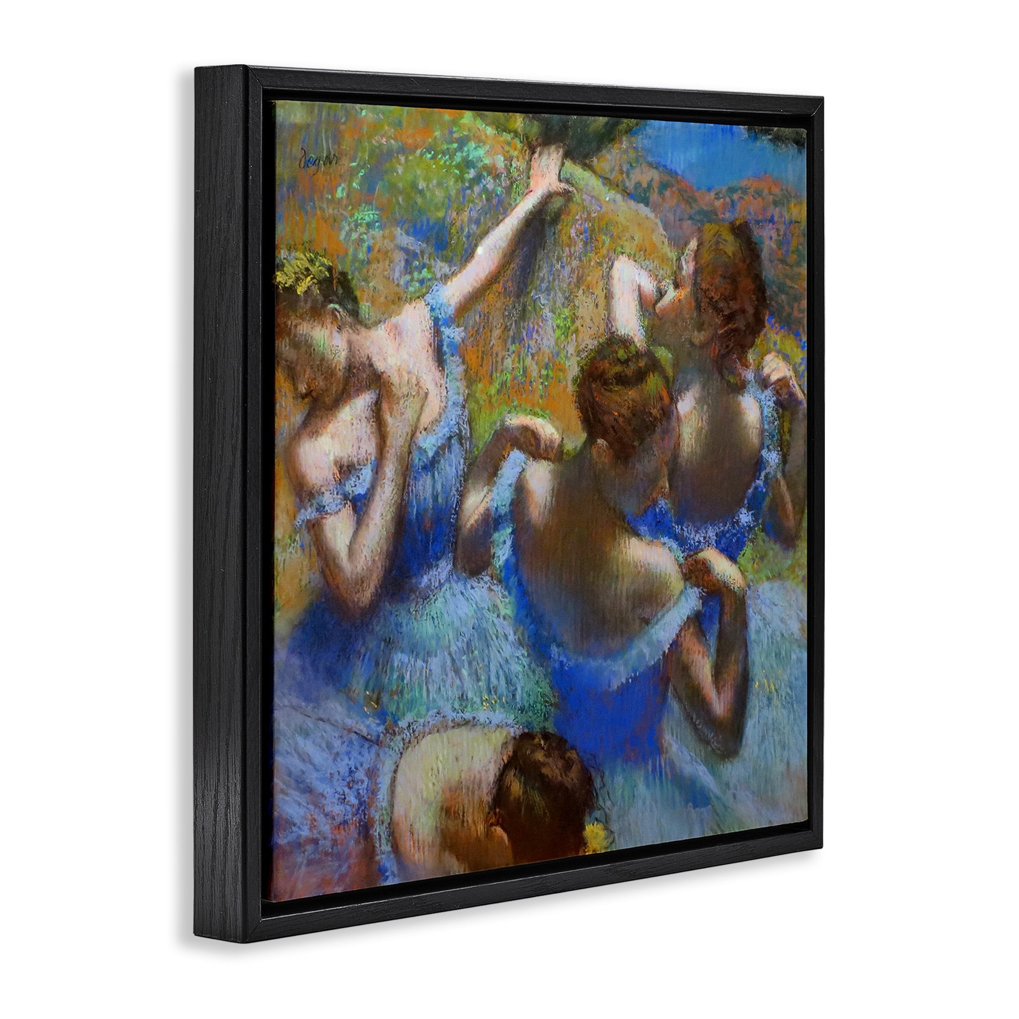 Stupell Industries Ballet Dancers Classic Degas Painting Abstract Painting Black Floater Framed Canvas Art Print Wall Art, 25 x 25