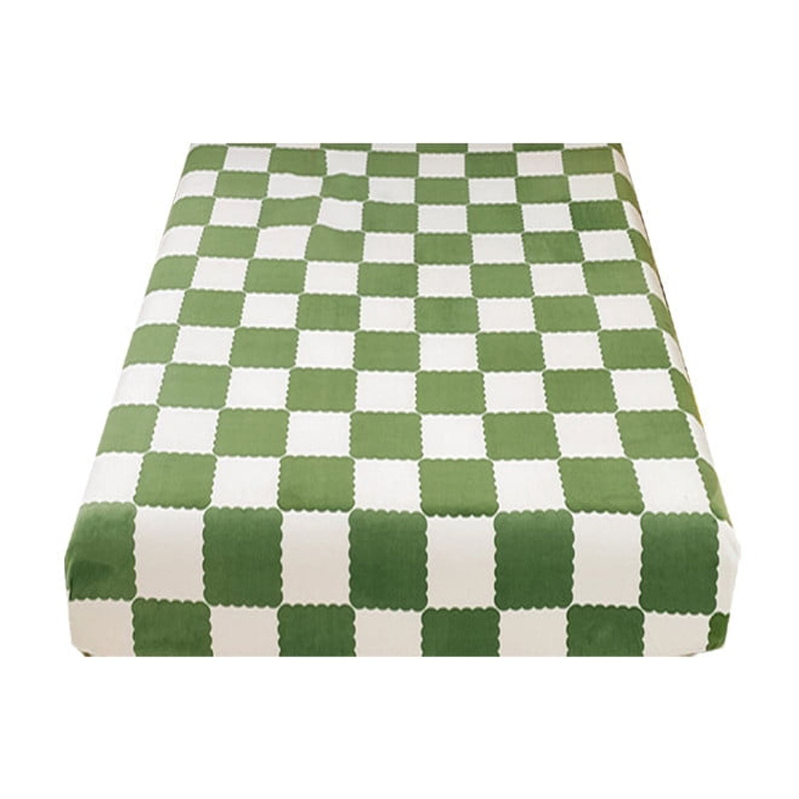 Quilted Fitted Sheet Winter Warm, Checkerboard Pattern Mattress Protector – Breathable Non-Slip Pocket Design, Soft Polyester Bed Cover for Care Bed, Home or Guest Room