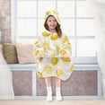 thumbnail image 7 of Wearable Blanket with Sleeves and Pocket Oversized Hooded Sweatshirt 3-14 YR Yellow Lemon Pattern S, 7 of 7