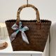 thumbnail image 4 of Bolsas de mano para mujer, de punto, a la moda, con asa superior, para mujer, versátiles para vacaciones, 4 of 9