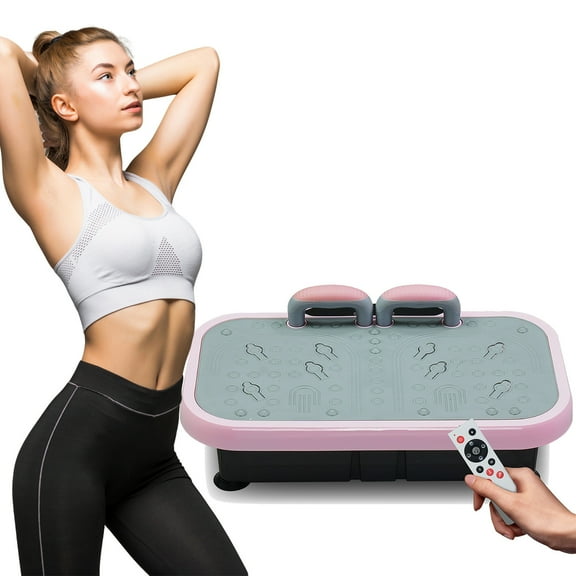 Vibration Plate Exercise Machine with Handles,120 Speed Levels Whole Body Workout Equipment for Weight Loss & Toning,Home Gym Fitness Platform for Women & Men,22.4x13.8x5.5in,Pink