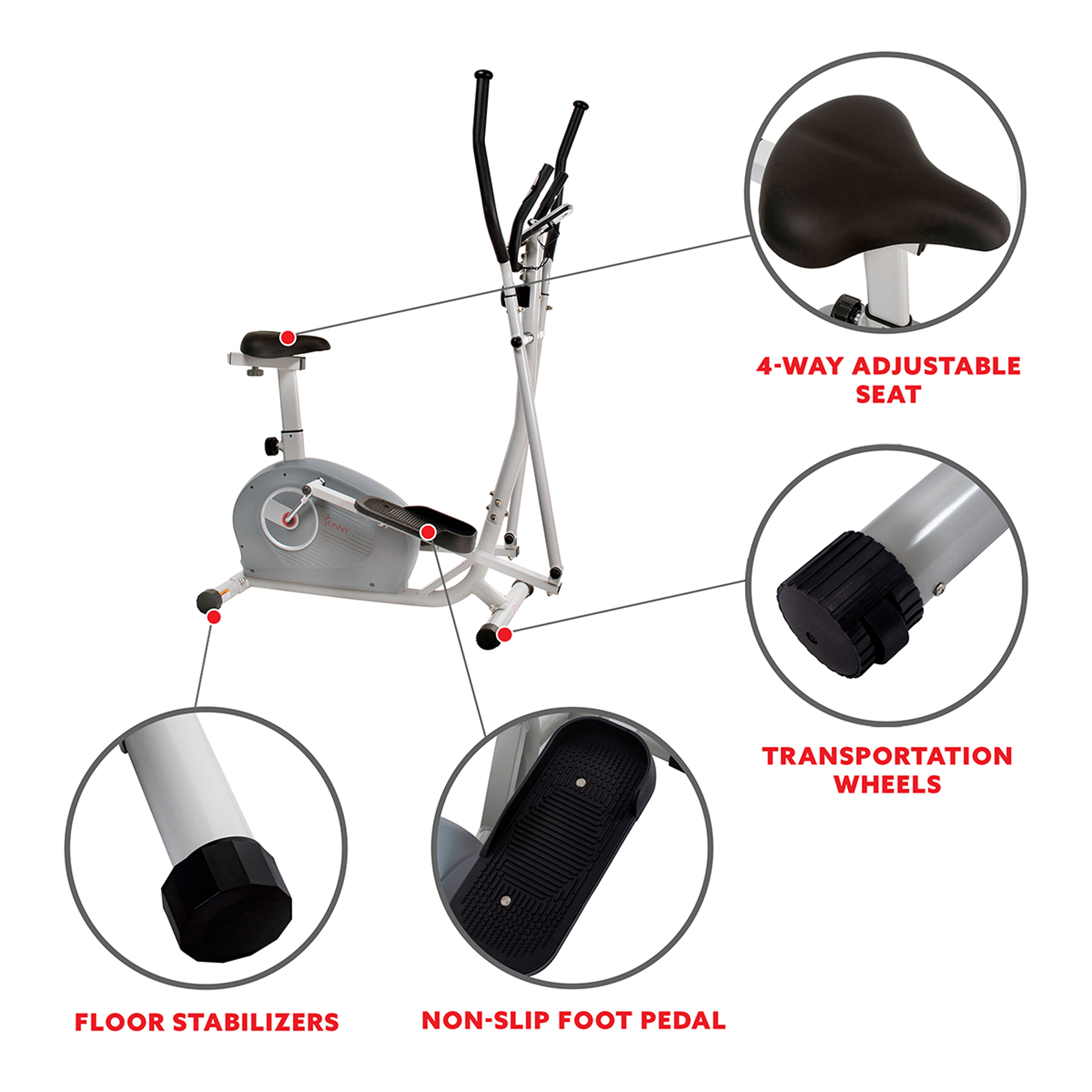 Sunny Health Fitness 2 in 1 Magnetic Elliptical Upright Bike with Tablet Holder SF E3903 Walmart