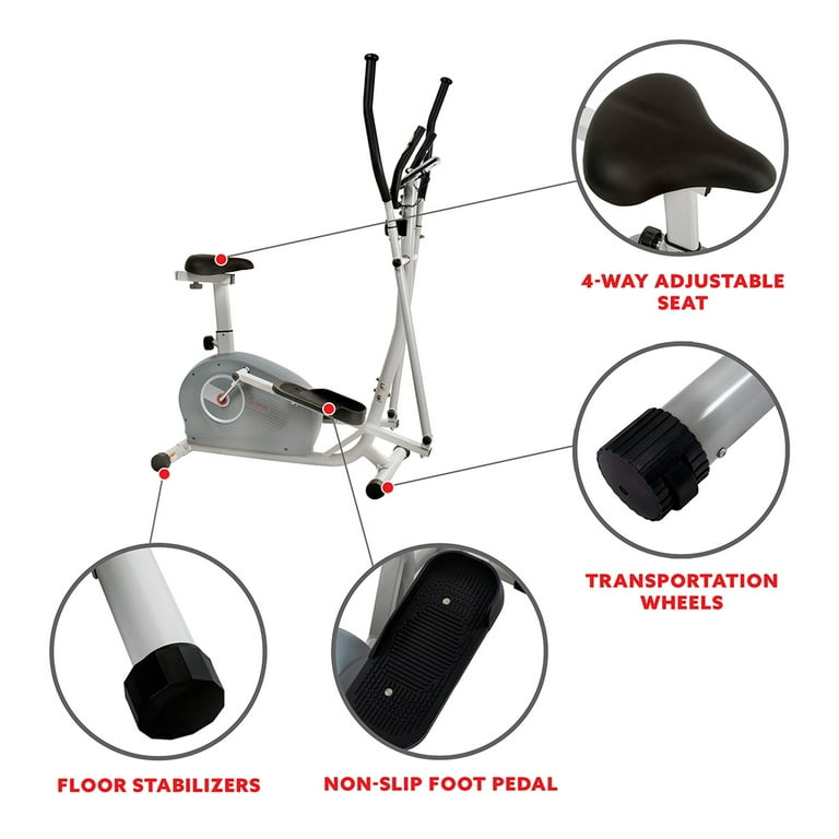 Sunny Health Fitness 2 in 1 Magnetic Elliptical Upright Bike SF E3903