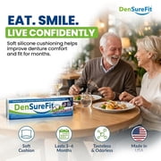 DenSurefit Lower Denture Reline Kit, 3-6 Month Soft Silicone Dentures Repair Set to Refit, Improve and Tighten, Easy to Use Reline Set with Larger Primer and Applicators for Comfortable Fit