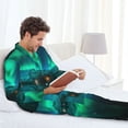 thumbnail image 6 of Hirioo Northern Lights for Men's Pajama Sets 2 Piece Pjs Men's Long-Sleeved Pajama Set Button Down Sleepwear,S-XXL-XX-Large, 6 of 7