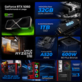 thumbnail image 3 of PC Gamer Xtreme PC Gaming NVIDIA GeForce RTX 5060 AMD Ryzen 7 5700 32GB SSD 1TB WIFI Evangelion 02 gaming 1080p, estudios y multitarea, 3 of 6
