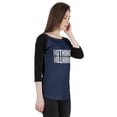 thumbnail image 1 of Inkmeso Femmes Raglan Manches 3/4 Tshirt Motivational Quote Rien Graphique Haut de Maillot, 1 of 7
