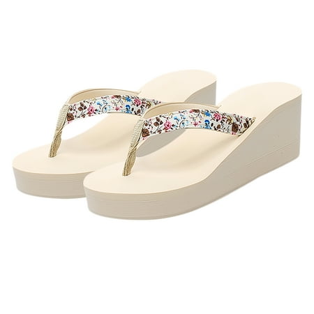 

Wedge Thong Slippersflops Summer Heel Shoes Platform Sandal Toe Open Bottom Thicksandals Beach Low Heeled Mules Slipper