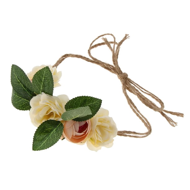 Diadema artificiales para novia, diadema Giurnalda para mujer champán Colcomx Diadema de flores Boho Guirnalda