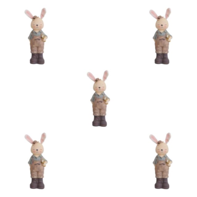kurtrusly Cute Rabbit Statue Figurines Animal Sculpture Wedding Gift Craft male 8.5x23.5cm 5Set