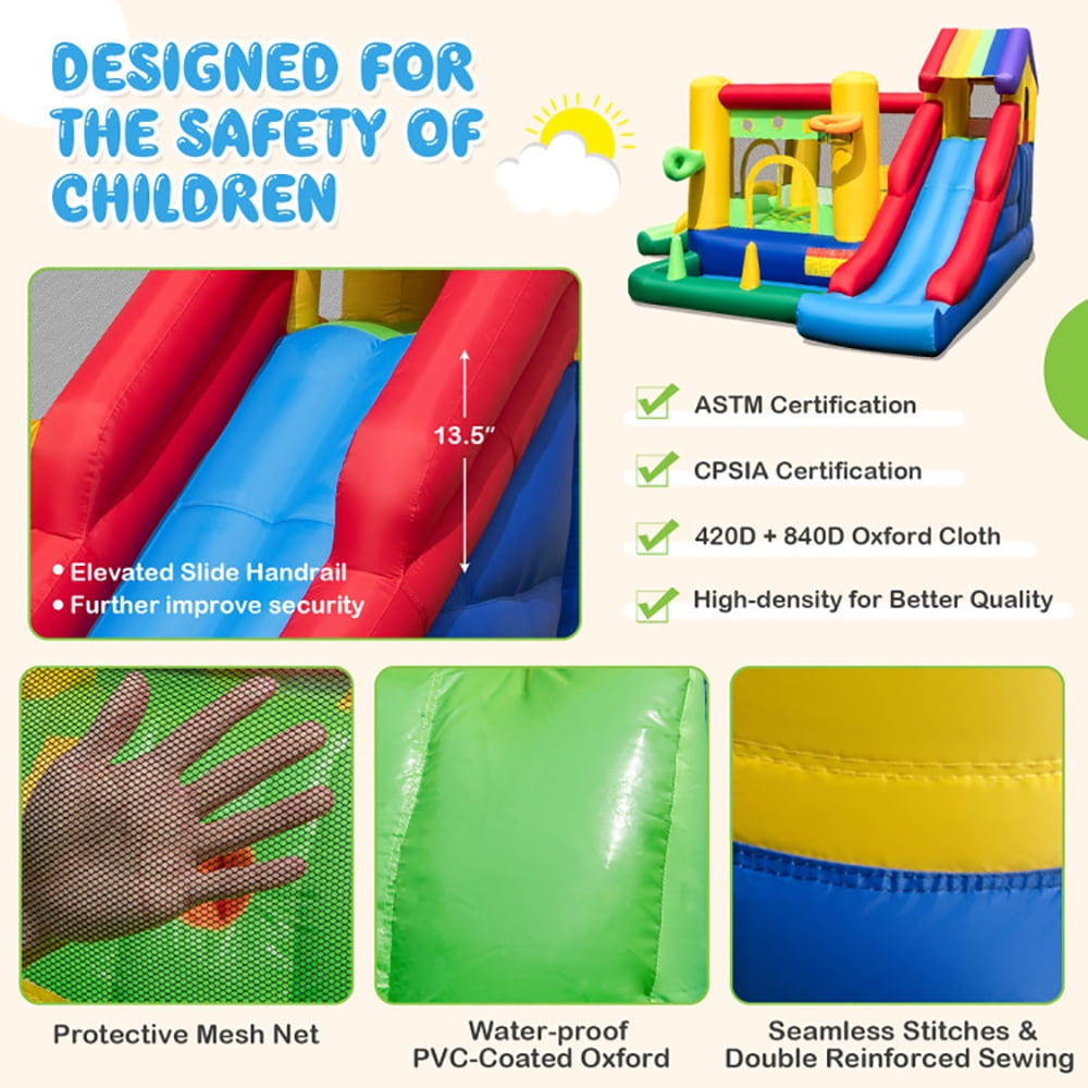 Aimee Lii Inflatable Bounce Castle with Double Slides and 735W Blower, Bounce House for Kids 3-10