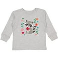 thumbnail image 3 of Inktastic Woodland Raccoon Spring Flowers Girls Long Sleeve Toddler T-Shirt, 3 of 5