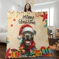 thumbnail image 2 of Merry Christmas Santa Pitbull Scarf Twinkling Lights Xmas Holiday Quilt Blanket Terrier Dog Lover Cozy Comforter Throw Blanket - 00022, 2 of 5