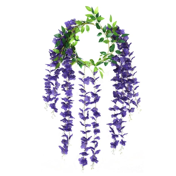 Flores de glicina simuladas, planta llorona artificial con flores, enredadera de glicina con flores artificiales para guirnalda, decoración de pared para arco de boda