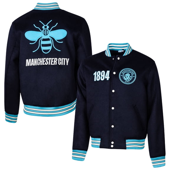 Men's Sport Design Sweden Navy Manchester City Free Kick Wool Varsity Jacket