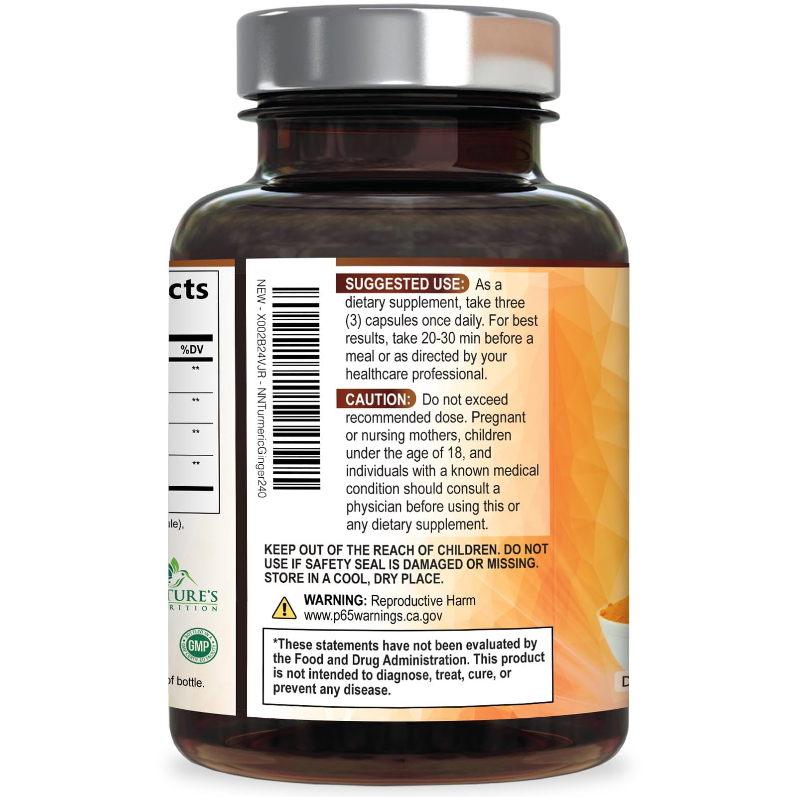 Turmeric Curcumin Supplement - 95% Curcuminoids with Organic Turmeric & Ginger, BioPerine Black Pepper Extract for Best Absorption, Natural Vegan Joint Support, Non-GMO, Bottled in USA - 240 Capsules