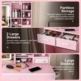 thumbnail image 5 of Fashion Vanity Desk with LED Mirror & Lights, 3-Color Adjustable Brightness, Makeup Table Set with Cushioned Chair, 2 Drawers, White, 5 of 7