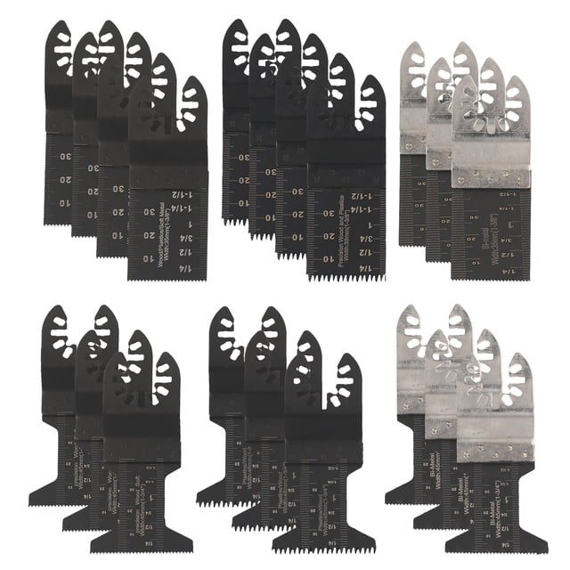 Generic 20-Piece Multi-Purpose Oscillating Saw Blade Set for Wood, Plastic, and Metal Cutting - High-Speed Steel, Black