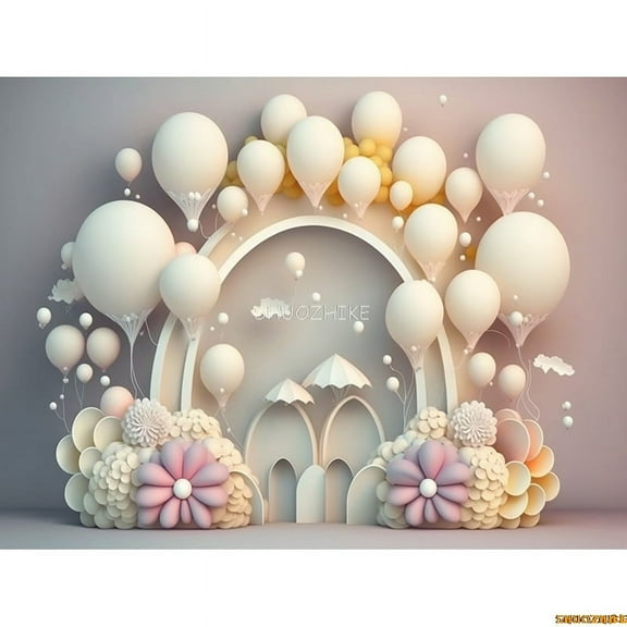 Baby Room Happy Birthday Photography Backdrops Props Newborn Party ration Balloons Arch Floral Theme Photo Background QQ-01