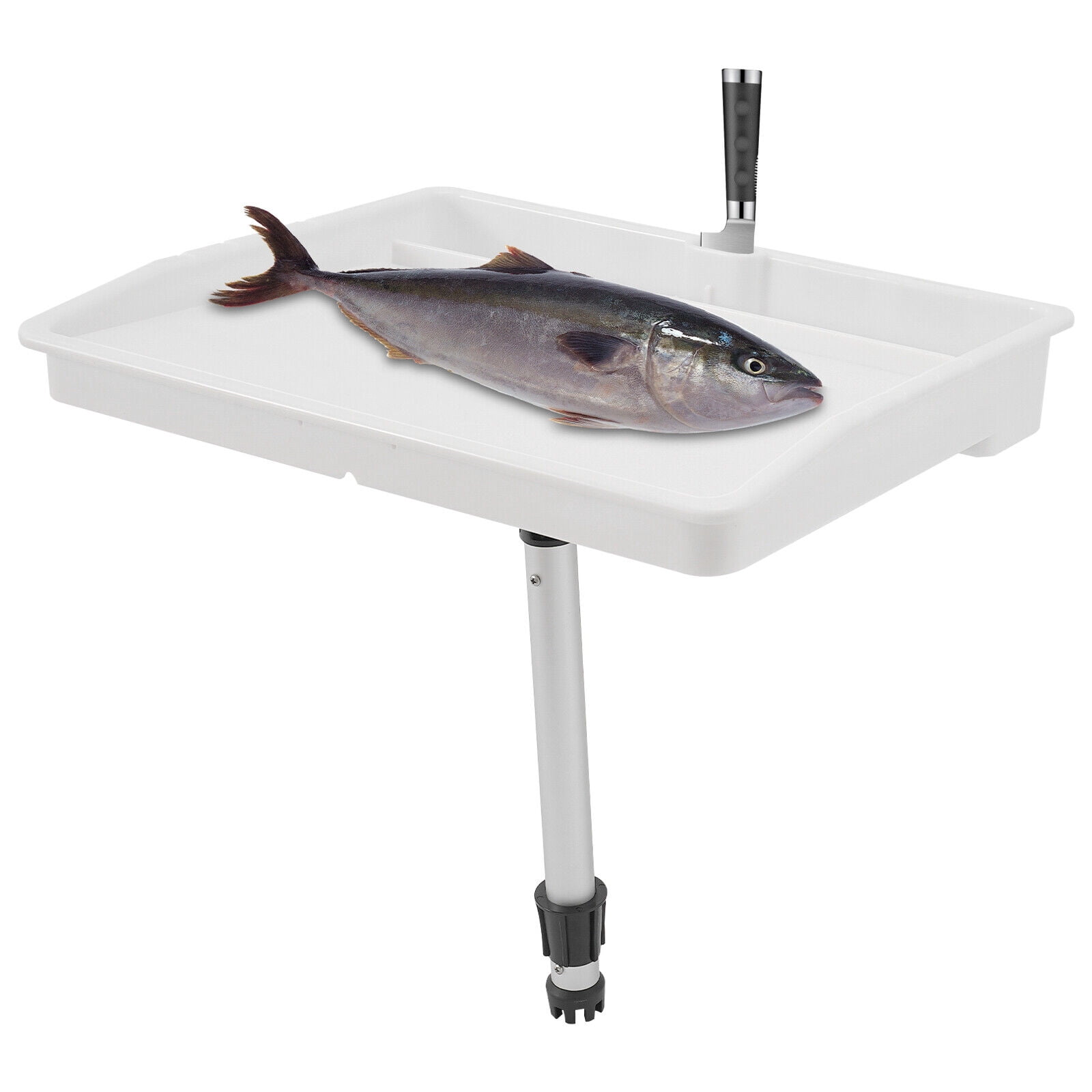 White Marine Cutting Board - Adjustable Angle Boat Table with Knife Slots & Drain Hole - Corrosion Resistant PP/Aluminum Design
