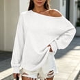 thumbnail image 6 of ZGRBOU Womens Off Shoulder Sweatshirts Oversized Long Sleeve Pullover Fall Asymmetric Neck Drop Shoulder Tops, 6 of 7