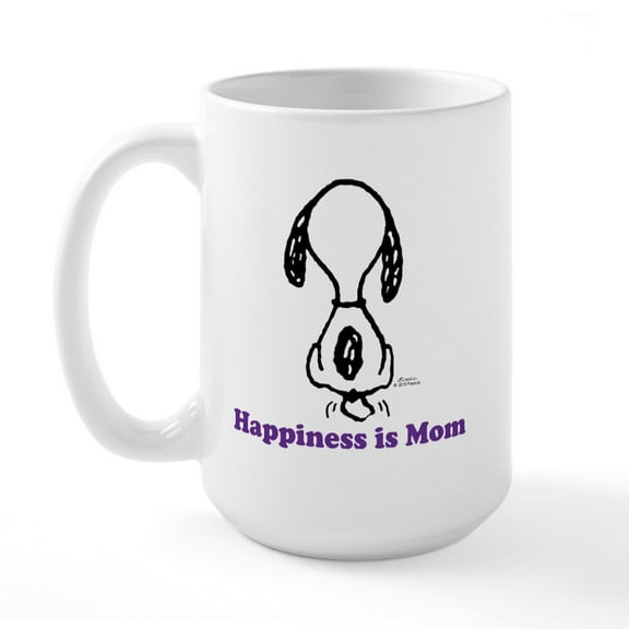 CafePress - Happiness Is Mom Tailwag Mugs - 15 oz Ceramic Large White Novelty Mug