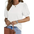 thumbnail image 3 of Ronuti Women's Puff Short Sleeve Sweater Tops 2026 Summer Fall Trendy Knit Crew Neck Casual T Shirts Blouses, 3 of 9