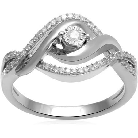 1/5 Carat T.W. Diamond Sterling Silver Knot Ring, Size 7