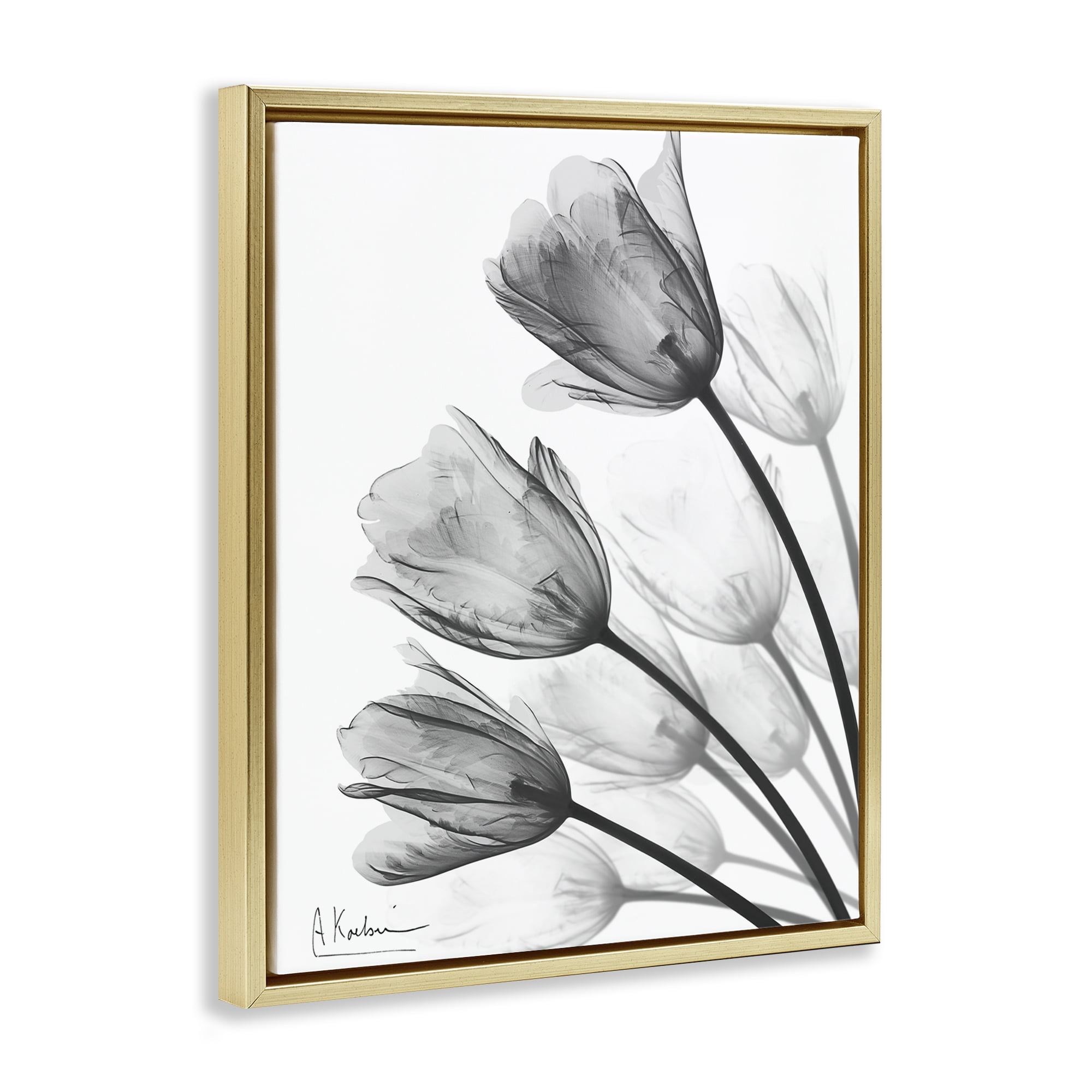 Stupell Industries Minimalist Tulip Fan Gold Framed Floater Canvas Wall Art, design by Albert Koetsier