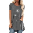 thumbnail image 2 of Femmes Tops Femmes Été Tops 2023 Femmes Mode Casual Impression Chemises Manches Courtes Tee-Tops Tunique Blouse Gris S, 2 of 4