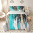 thumbnail image 3 of Manfei Abstract Brushstroke Twin Bedding, Teal Black Gold Ombre Bedding Comforter Set, Gray Reversible 7pcs, 3 of 6