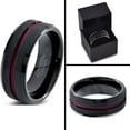 thumbnail image 4 of P. Manoukian Tungsten Wedding Band Ring 10mm for Men Women Red Black Beveled Edge Brushed Polished Lifetime Guarantee Size 7.5, 4 of 4