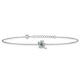 thumbnail image 3 of Cheryl M Sterling Silver Rhodium-plated Polished Green and White CZ Four Leaf Clover 9.5 Inch with 1 Inch Extension Anklet, 3 of 5