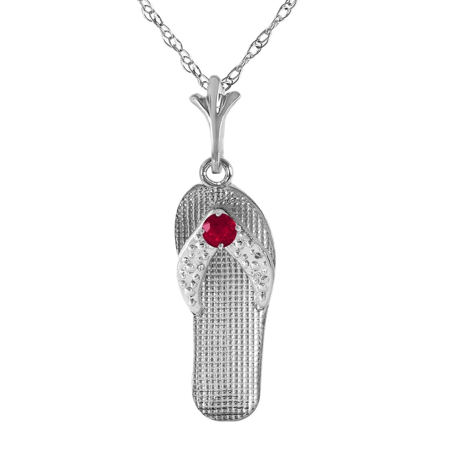 Galaxy Gold 14K Solid Gold 0.15 Carat Natural Ruby Necklace for Women - White Gold Fine Jewelry
