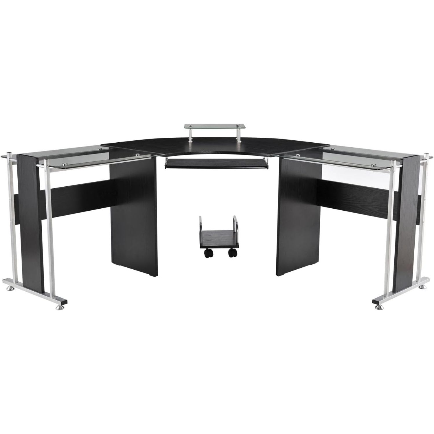 HElectQRIN 69" Modern LShaped Tempered Glass Office Computer Desk with