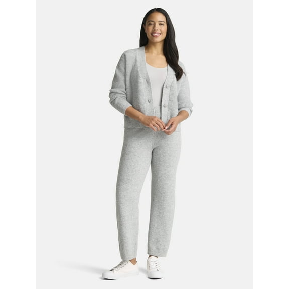 Time and Tru Women's and Women's Plus Cardigan and Pants Sweater Set, 2-Piece, Sizes XS-4X