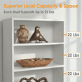thumbnail image 4 of Gianna 5-Tier Bookshelves with Adjustable Shelves, Floor Standing Bookcase for Home & Office Storage, White, 4 of 5