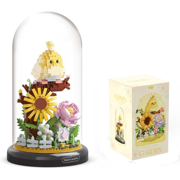 Aigidusansu Kit de construcción de loros, pájaros y flores, lindo girasol, árbol botánico, mini juego de bloques de construcción, juguete para adultos, regalo de cumpleaños de Navidad para su mamá, es