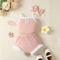 thumbnail image 2 of Baby Girl Clothes Set Summer Outfits Solid Color Ruffle Tank Tops + Elastic Waist Shorts 2PCS Casual Outfit 18-24 Months, 2 of 9