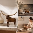 thumbnail image 5 of Vintage Longhorn Bull Sculpture, Rustic Western Cow Statue for Farmhouse Home Decor, Decorative Wood Figurine for Shelf, Mantel & Tabletop, 5 of 7