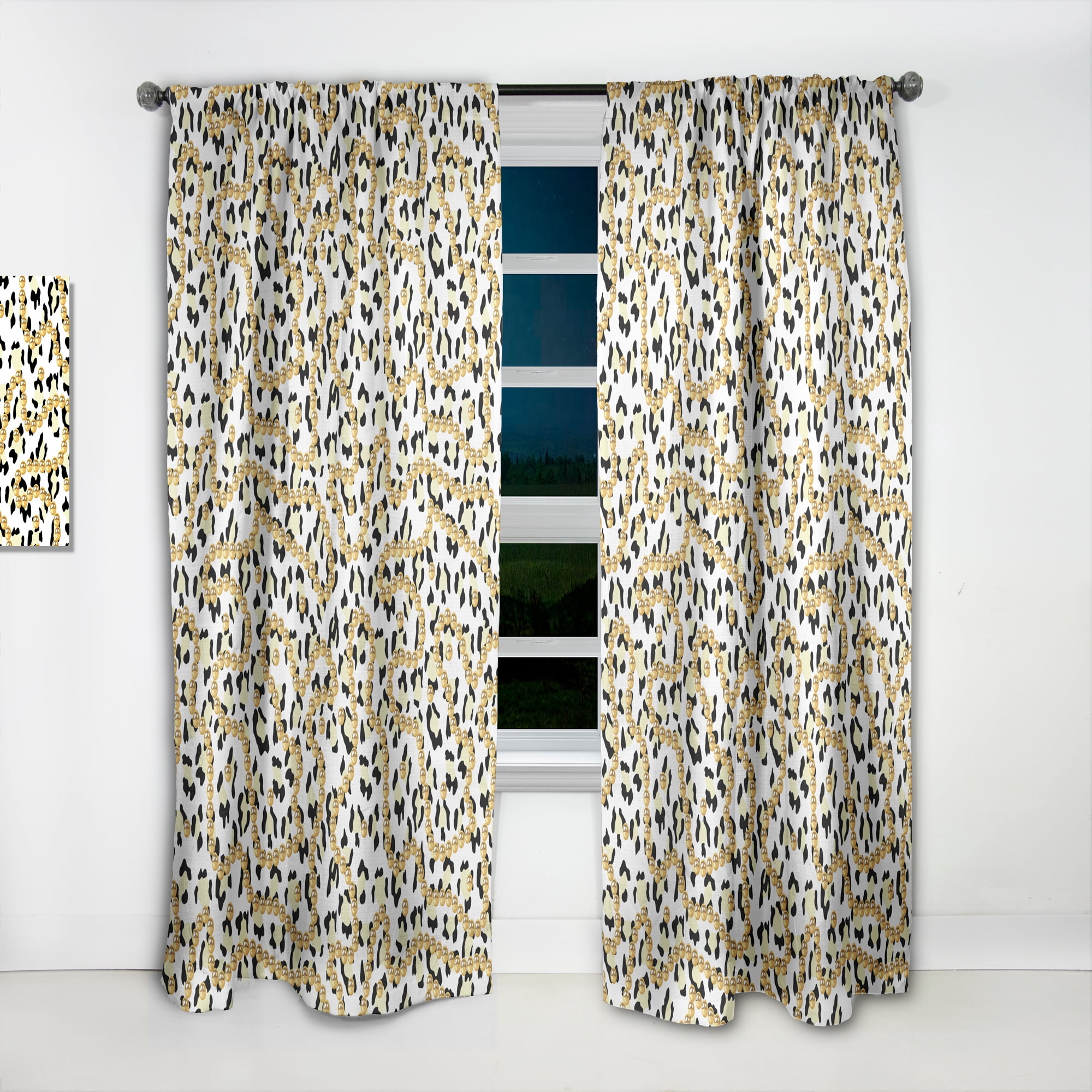 Designart 'Leopard Fur Safari Pattern VI' Mid-Century Modern Curtain Panel