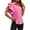 Rose Red, variant on Women Ruffle Button Down Shirts Short Sleeve Lapel Tops Blouse