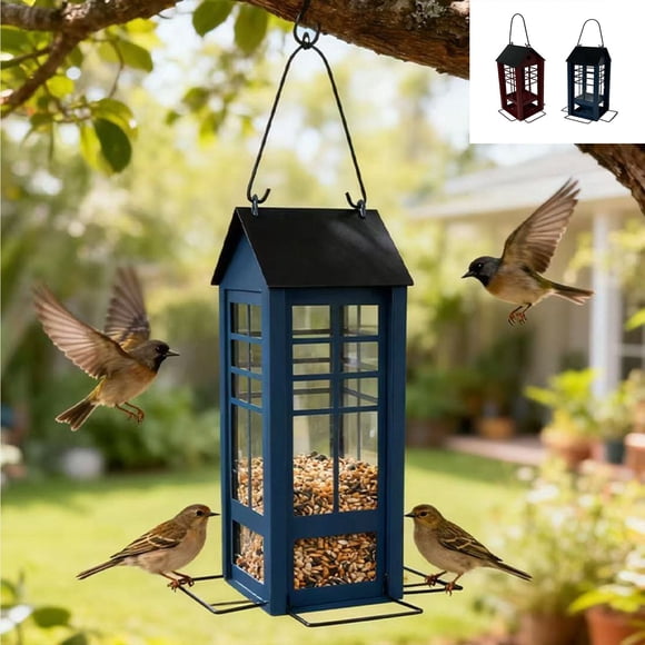 Sentmoon Window Bird Feeder Bird Feeder Squirrel Proof Iron Art Small House Feeder Scattering Feeding Hanging Outdoor Decoration Garden Courtyard