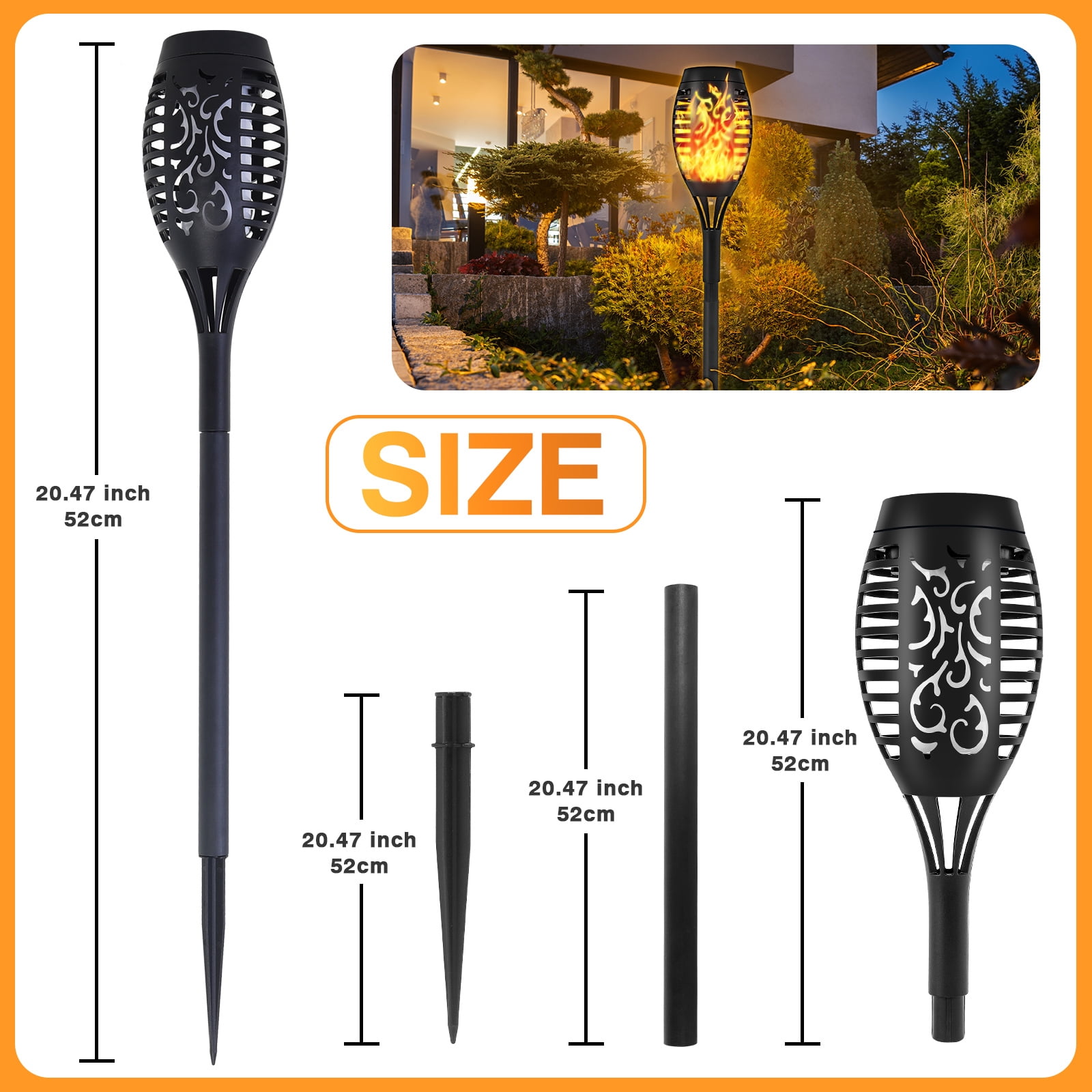 Flickering Flame Outdoor Solar Lights, 12 Packs Tiki Torch Lights for Outside, LED Waterproof Solar Garden Lights for Yard Decor, Patio Decor, Landscape, Pathway