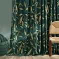 thumbnail image 3 of NICETOWN Velvet Curtains for Living Room, Soft Vintage Leaf Patterned Gold Foil Printed Velvet Curtains Rod Pocket Room Darkening Thermal Insulated Window Drapes, Dark Green, 50"x84", 2 Panels, 3 of 8